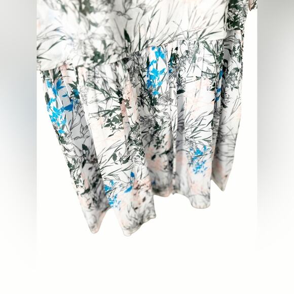 REISS Nyla Gray Blue Floral Long Sleeve Sheer Midi Dress Size 4 - Picture 7 of 12